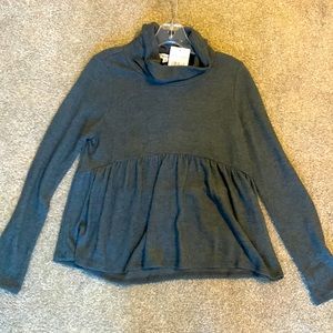 Gray peplum turtle neck top, new with tags size medium